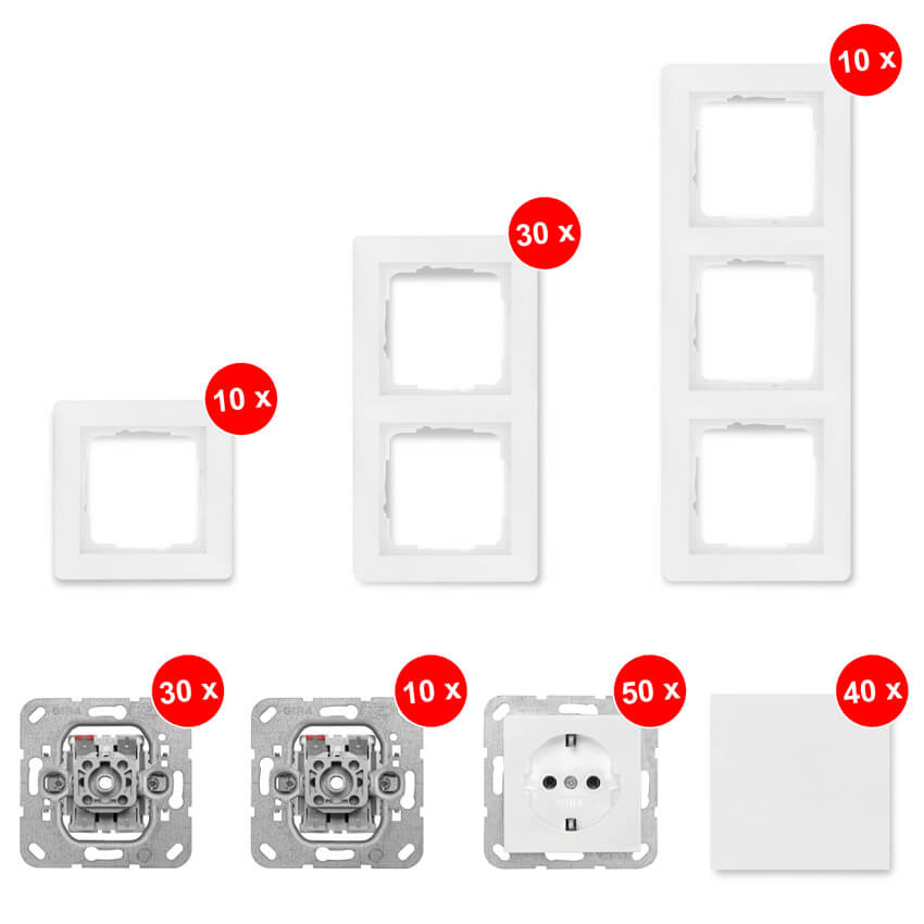 GIRA Schalterpaket, SYSTEM 55, reinwei glnzend