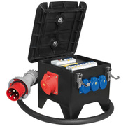 Mobile CEE-<BR>Steckdosenverteilung,<BR>SPITZ,<BR>Eingang:<BR>2 m 63A CEE-Leitung,<BR>Ausgang:<BR>2 x 16A CEE,<BR>1 x 32A CEE,