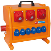 Mobile CEE-<BR>Steckdosenverteilung,<BR>22kVA,<BR>Eingang:<BR>32A CEE,<BR>Ausgang:<BR>1 x 16A CEE,<BR>2 x 32A CEE,<BR>