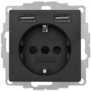 Kombi-Steckdose,<BR>InCharge PRO 55,<BR>2 x USB-A,<BR>Gesamtleistung max. 2,4A,<BR>Zentralplatte 55 x 55,<BR>anthrazit