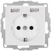 Kombi-Steckdose,<BR>InCharge PRO 55,<BR>2 x USB-A,<BR>Gesamtleistung max. 2,4A,<BR>Zentralplatte 55 x 55,<BR>reinwei glnzend