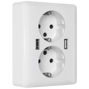 UP-Doppelsteckdose,<BR>2USB EasyChargeDUO,<BR>2 x USB-Ausgang 5V/max. 2,4A