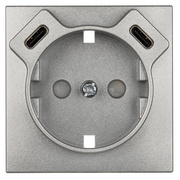 Zentralplatte,<BR>f�r Schutzkontaktsteckdose,<BR>2 x USB-C,<BR>mit Ber�hrungsschutz,<BR>LOGUS 90,<BR>alu-silber