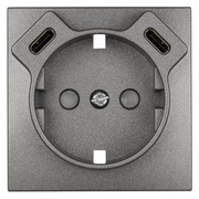Zentralplatte,<BR>f�r Schutzkontaktsteckdose,<BR>2 x USB-C,<BR>mit Ber�hrungsschutz,<BR>LOGUS 90,<BR>anthrazit/grau