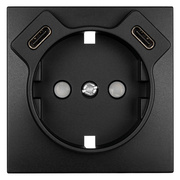 Zentralplatte,<BR>f�r Schutzkontaktsteckdose,<BR>2 x USB-C,<BR>mit Ber�hrungsschutz,<BR>LOGUS 90,<BR>schwarz/matt