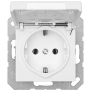 Kombi-Steckdose,<BR>mit Klappdeckel,<BR>SERIE AS,<BR>alpinwei glnzend