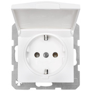 Kombi-Steckdose,<BR>mit Klappdeckel,<BR>SERIE S.1,<BR>polarwei glnzend