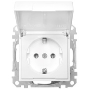 Kombi-Steckdose,<BR>mit Klappdeckel,<BR>System M,<BR>polarwei glnzend