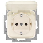 Kombi-Steckdose,<BR>mit Klappdeckel,<BR>BUSCH DURO SI,<BR>wei