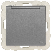 Kombi-Steckdose,<BR>mit Klappdeckel,<BR>LOGUS 90,<BR>anthrazit-grau