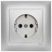 Komplett-Steckdose,<BR>LOGUS 90,<BR>alu-silber