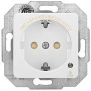 Kombi-<BR>berspannungsschutzsteckdose,<BR>mit Zentralplatte 50 x 50 mm,<BR>reinwei