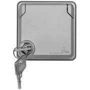 UP/FR-Kombi-Steckdose,<BR>mit Klappdeckel und Schloss,<BR>SOLIROC,<BR>grau