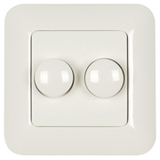 Dreh-Aus-<BR>UP-DOPPEL-Dimmer,<BR>2 x 15-110W/VA oder<BR>2 x 5-40W/LED,<BR>Phasenanschnitt,<BR>reinwei