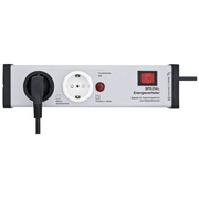 Energieverteiler-<BR>Steckdosenleiste, 2-fach,<BR>3 x 1,5, 1,5 m,<BR>grau/schwarz,<BR>mit Schalter und Abschaltautomatik,<BR>