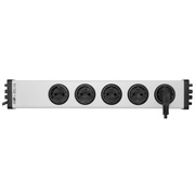 Steckdosenleiste, 5-fach,<BR>3 x 1,5, 1,5 m,<BR>grau/schwarz,<BR>ohne Schalter