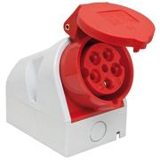 CEE-Wandsteckdose fr<BR>Durchgangsverdrahtung, <BR>5-polig,<BR>400V,<BR>mit Schraubklemmen