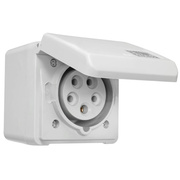 CEE-AP-Steckdose, <BR>gerade, <BR>5-polig, <BR>16A/400V,<BR>grau