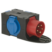 CEE-Adapterstecker,<BR>16A-CEE auf 3 Schutzkontakt-<BR>Steckdosen