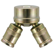 Metall-Doppelarmatur,<BR>2 x E27,<BR>gelb verzinkt
