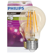 LED-Filament-Lampe, CLASSIC, <BR>AGL-Form, gold, <BR>E27/8W, 630 lm