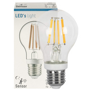 LED-Filament-Lampe,<BR>AGL-Form, klar,<BR>E27/7W, 806 lm,<BR>2700K,<BR>mit HF-Sensor