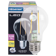 LED-Filament-Lampe,<BR>MEGA-EFFICIENCY,<BR>AGL-Form, klar,<BR>E27,<BR>2700K