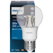 LED-Lampe, AGL-Form,<BR>MASTER LEDBulb, DimTone,<BR>E27/8W, klar, 806 lm,<BR>2700 bis 2200K