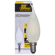 LED-Filament-Lampe, <BR>Kerzen-Form, matt, <BR>E14
