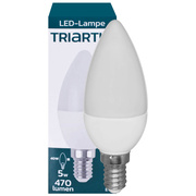 LED-Kerzenlampe,<BR>matt,<BR>E14/5W (40W), 470 lm,<BR>2700K