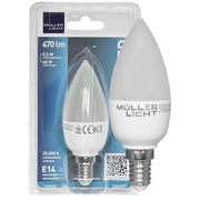 LED-Kerzenlampe, matt,<BR>E14/5,5W (40W), <BR>470 lm