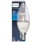 LED-Lampe,<BR>MASTER LEDcandle,<BR>DimTone,<BR>Kerzen-Form, klar,<BR>E14, 5,5W (40W), 470 lm,<BR>2700K bis 2200K