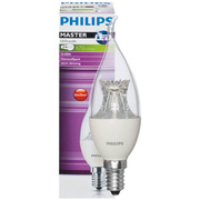 LED-Windsto-Kerzenlampe, <BR>MASTER LEDcandle,<BR>DimTone, klar,<BR>E14