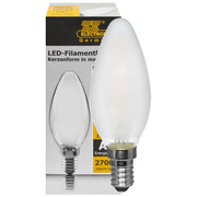 LED-Filament-Lampe, <BR>Kerzen-Form,<BR>matt, <BR>E14/4,5W,<BR>470 lm