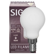 LED-Filament-Lampe, <BR>Tropfen-Form, opal,<BR>E14/4,5W (40W), 470 lm,<BR>2700K