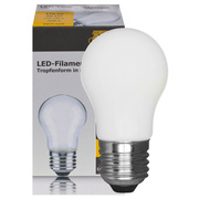 LED-Filament-Lampe, <BR>Tropfen-Form, matt, <BR>E27