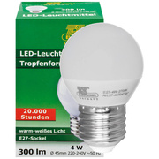 LED-Tropfenlampe, opal matt,<BR>E27/4W (25W), 300 lm