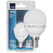 LED-Lampe,<BR>Tropfen-Form, matt,<BR>E14/5,5W (40W), 470 lm,<BR>2700K
