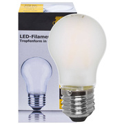LED-Filament-Lampe, <BR>Tropfen-Form, matt, <BR>E27/4,5W, 470 lm