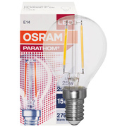 LED-Filament-Lampe,<BR>CLASSIC P,<BR>Tropfen-Form, klar,<BR>E14,<BR>2700K