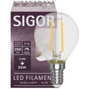 LED-Filament-Lampe,<BR>Tropfen-Form, klar,<BR>E14,<BR>2700K