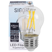LED-Filament-Lampe,<BR>Tropfen-Form,<BR>E27/4,5W (40W), 470 lm,<BR>2700 bis 2200K
