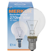 Backofenlampe,<BR>Tropfenform, klar,<BR>E14/40W
