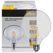 LED-Filament-Lampe, <BR>Globe-Form, klar, <BR>E27/7W, 810 lm,<BR>2700K