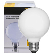 LED-Filament-Lampe, <BR>Globe-Form, opal, <BR>E27,<BR>2700K