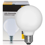 LED-Filament-Lampe, <BR>Globe-Form, opal, <BR>E27/4W, 470 lm,<BR>2700K