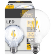 LED-Filament-Lampe, <BR>Globe-Form, klar, <BR>E27/5W, 640 lm