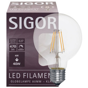 LED-Filament-Lampe, <BR>Globe-Form, klar, <BR>E27/4,5W, 470 lm