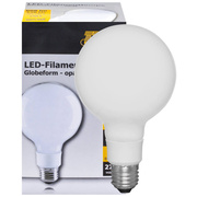 LED-Filament-Lampe, <BR>Globe-Form, opal, <BR>E27/5,5W, 608 lm,<BR>2700K,<BR> 95