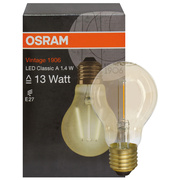 LED-Filament-Lampe,<BR>VINTAGE 1906,<BR>AGL-Form, gold,<BR>E27,<BR>1,4W (13W),<BR>120 lm,<BR>2500K,<BR> 60